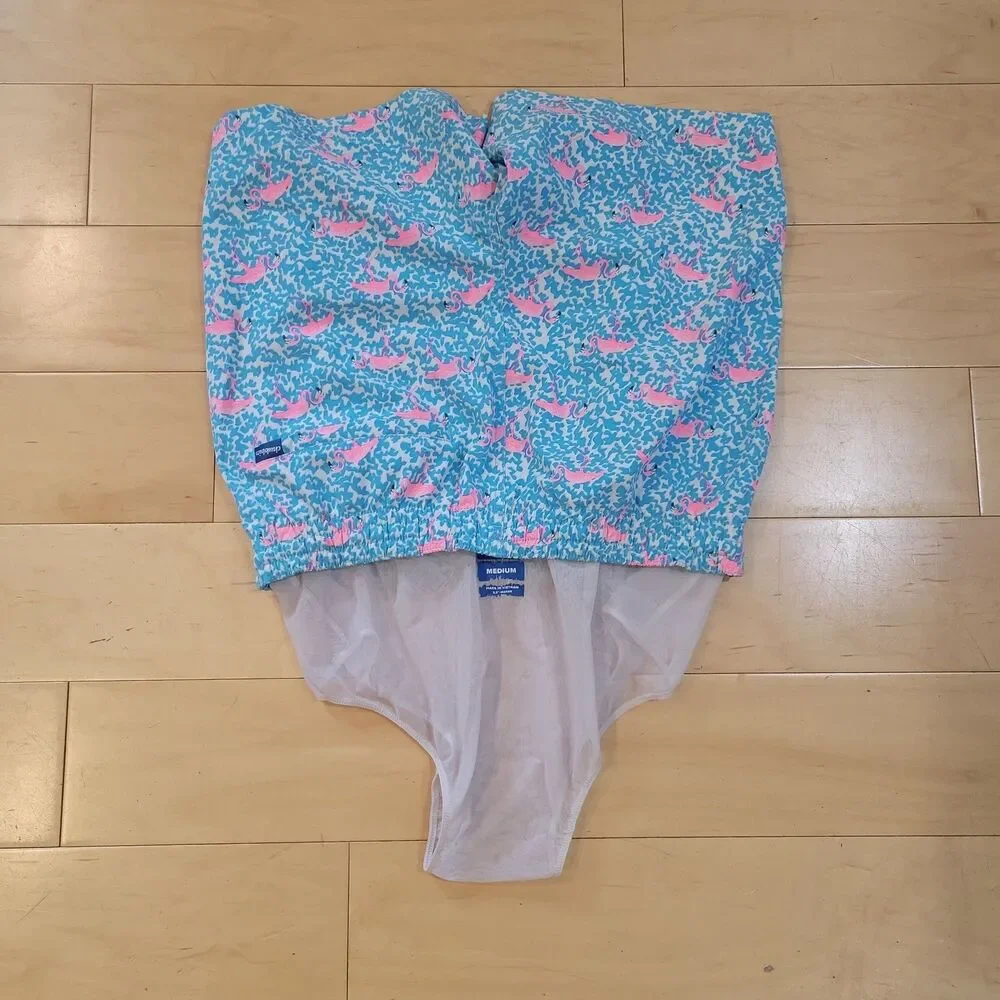 Chubbies Swim Trunks Pink Flamingo Print Beach Shorts Men's M/ 14x5.5 Lined